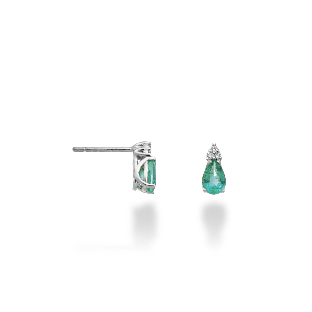Mikiko or 9k smeraldo goccia 6x4 e tre diamantini MO5173R4BE