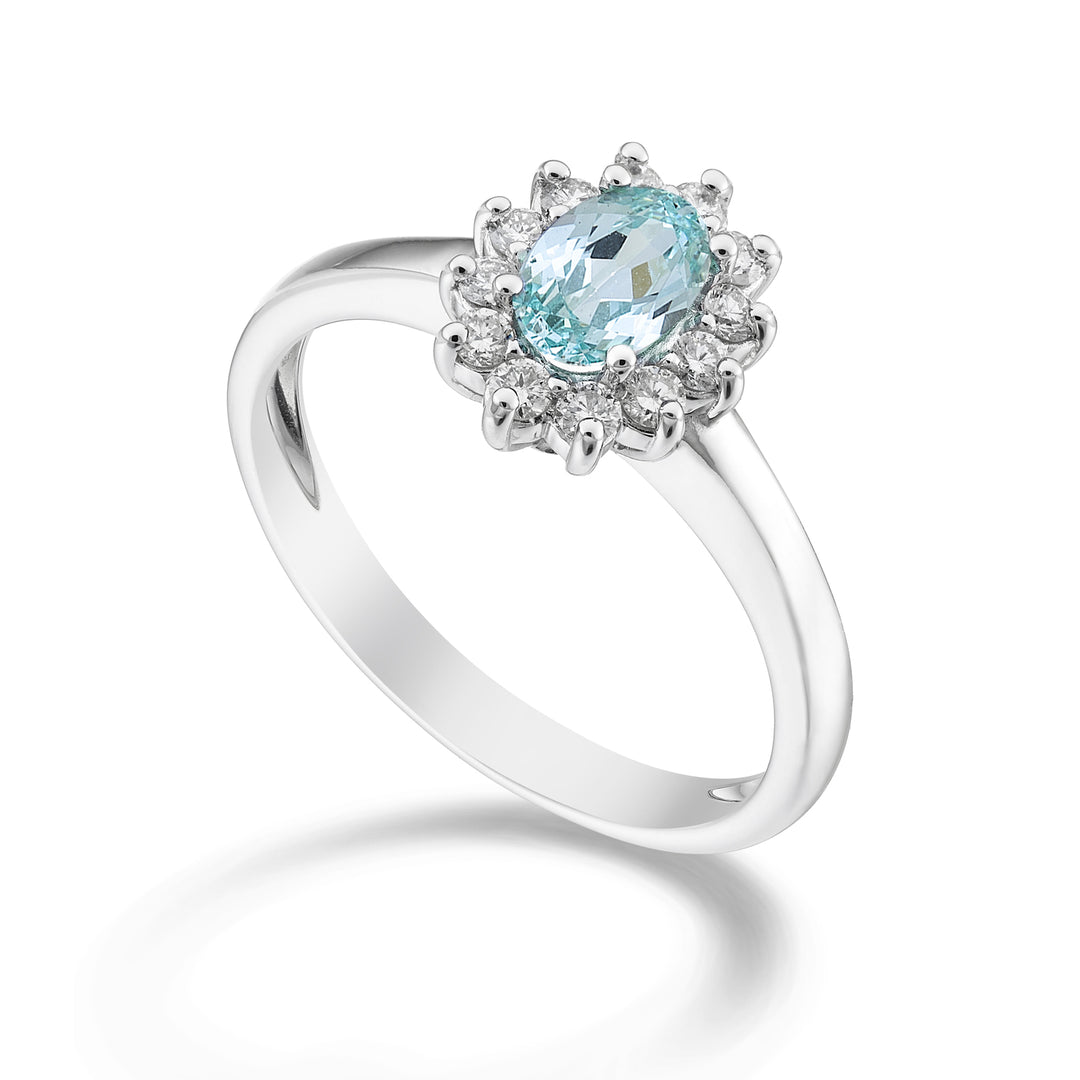 Mikiko una turmalina paraiba ovalada de 18k 6x4 ct.0,70 diam. ct.0.23 MA5093O4PAR