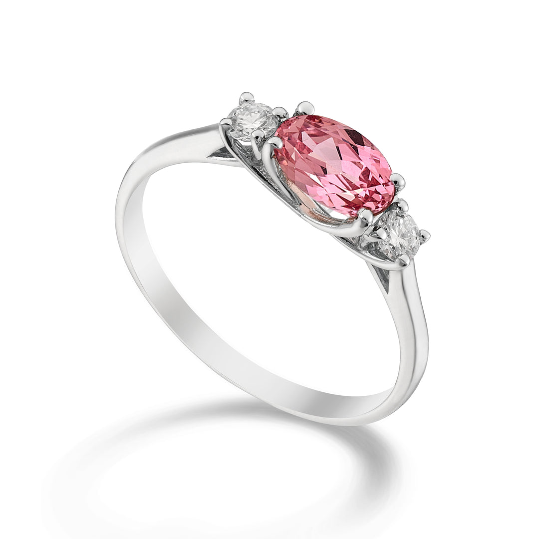 Nihama un zafiro rosa ovalado de 18k 7x5 ct.0.80 dia ct.0.16 NA5113O4ZFRP