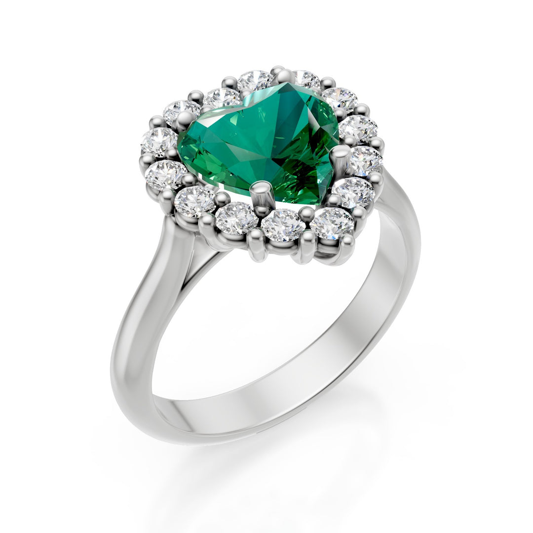 Golay emerald heart ring 8x8 diamond outline ACLC728DSM88-25181110068