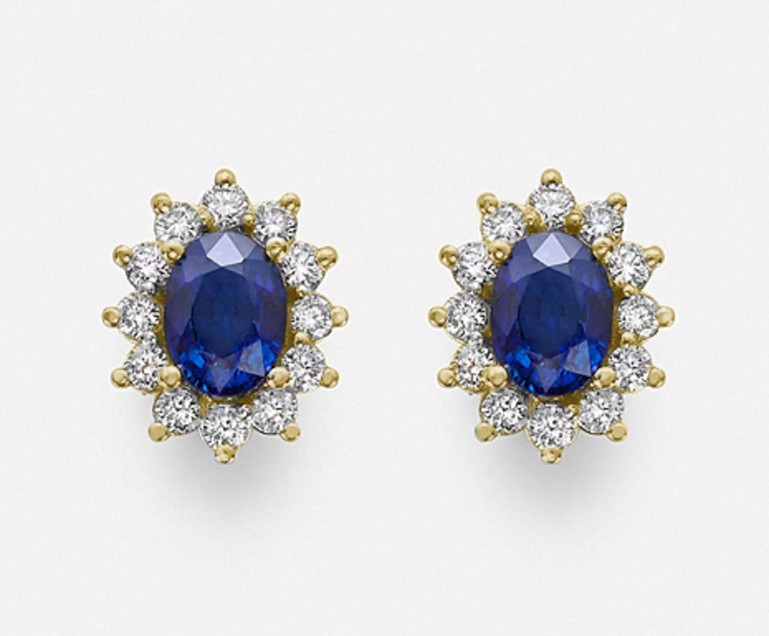 Nihama o zafiro de 18k no. ovalado 7x5 ct.1,90 diam. Oro amarillo de 0,60 ct NO5031O1ZFN190