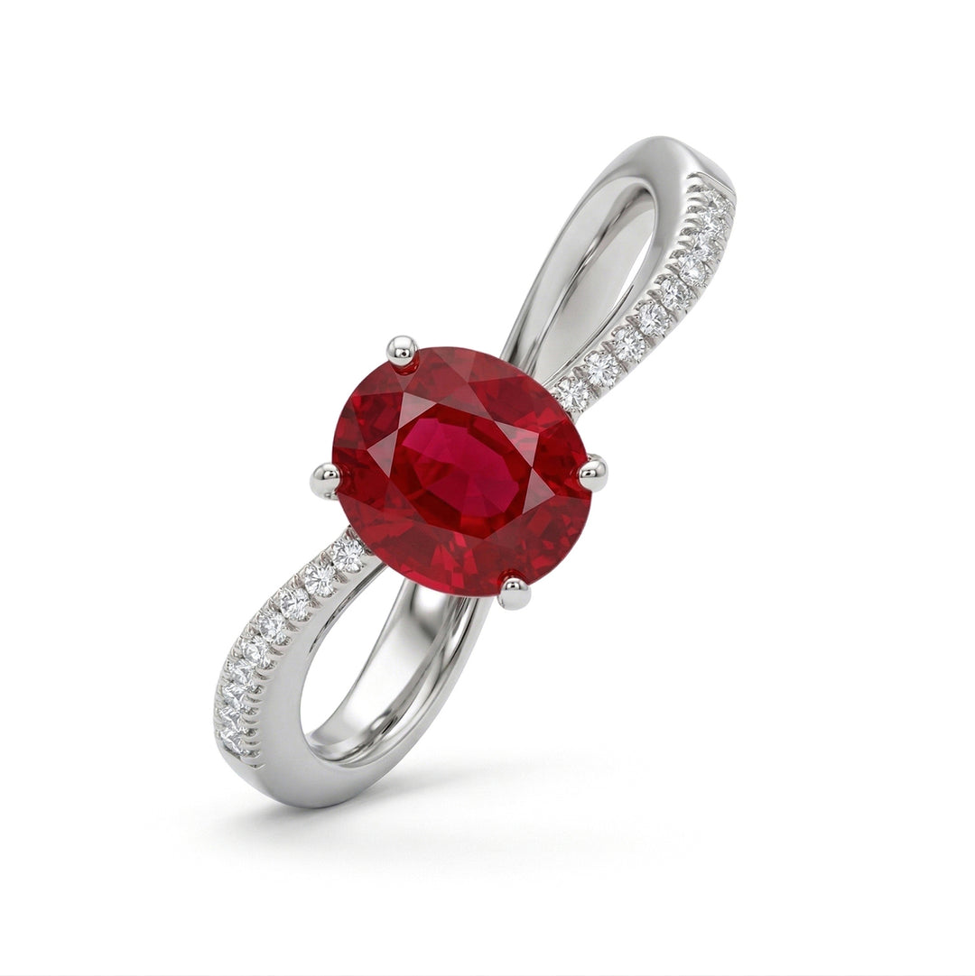 Bague rubis ovale Golay 5x7 et diamants ACL013WDIRU-17318110154