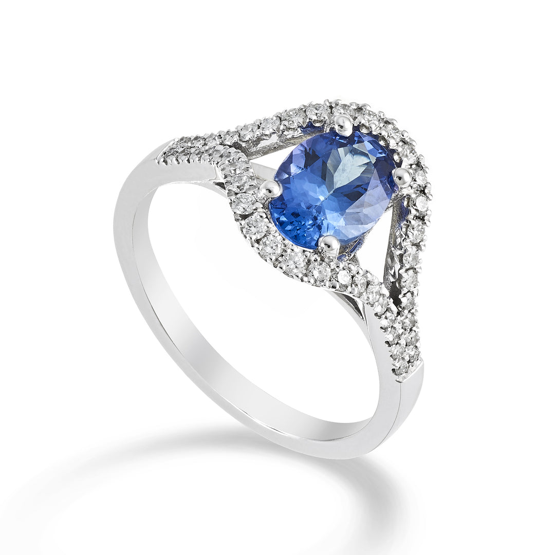 Bague Golay avec tanzanite ovale 8x6 et contour diamant ACLC136DTZ86-22329110028