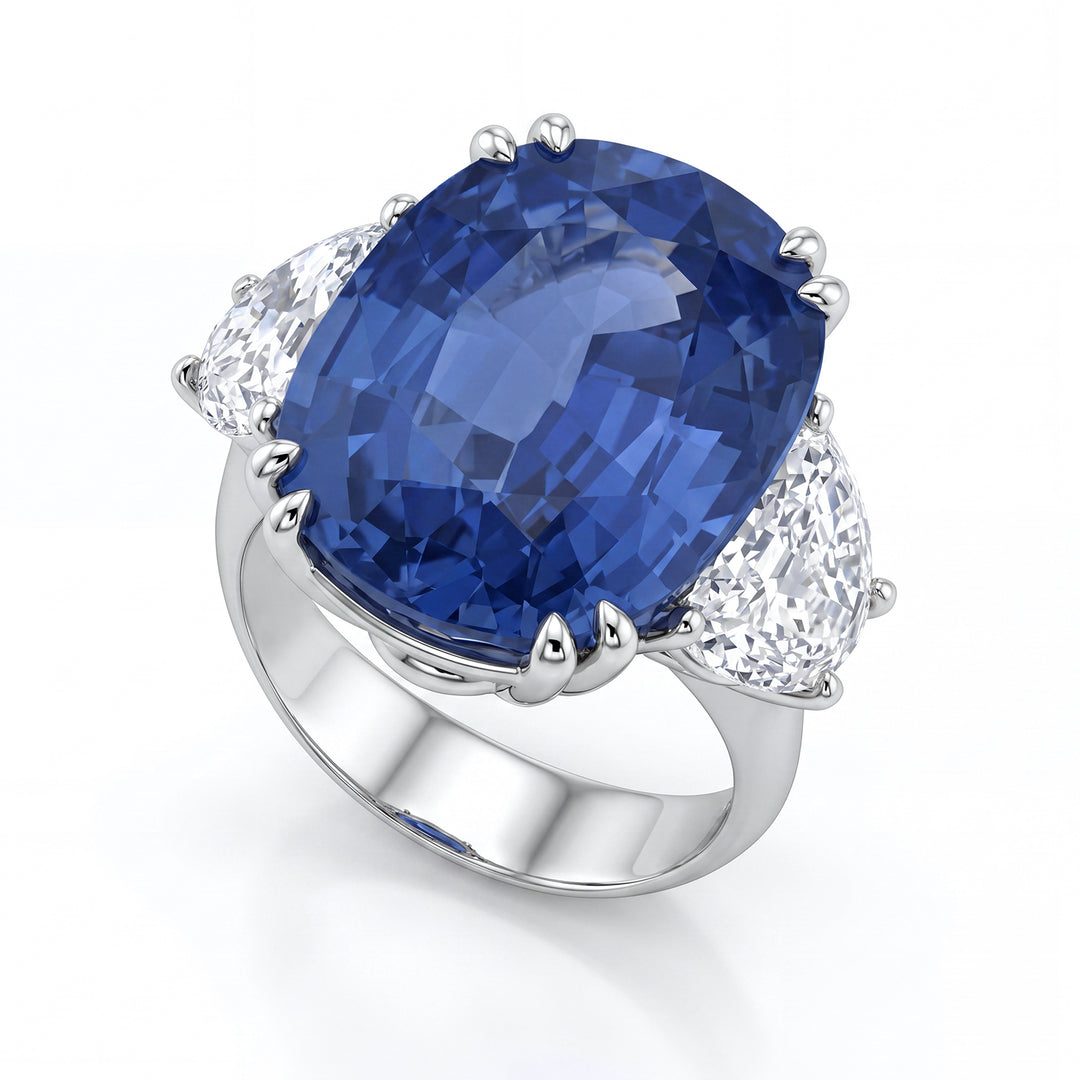 Bague World Diamond Group avec saphir 20,66 ct. et croissants de diamant APU487DIZB-22348110013