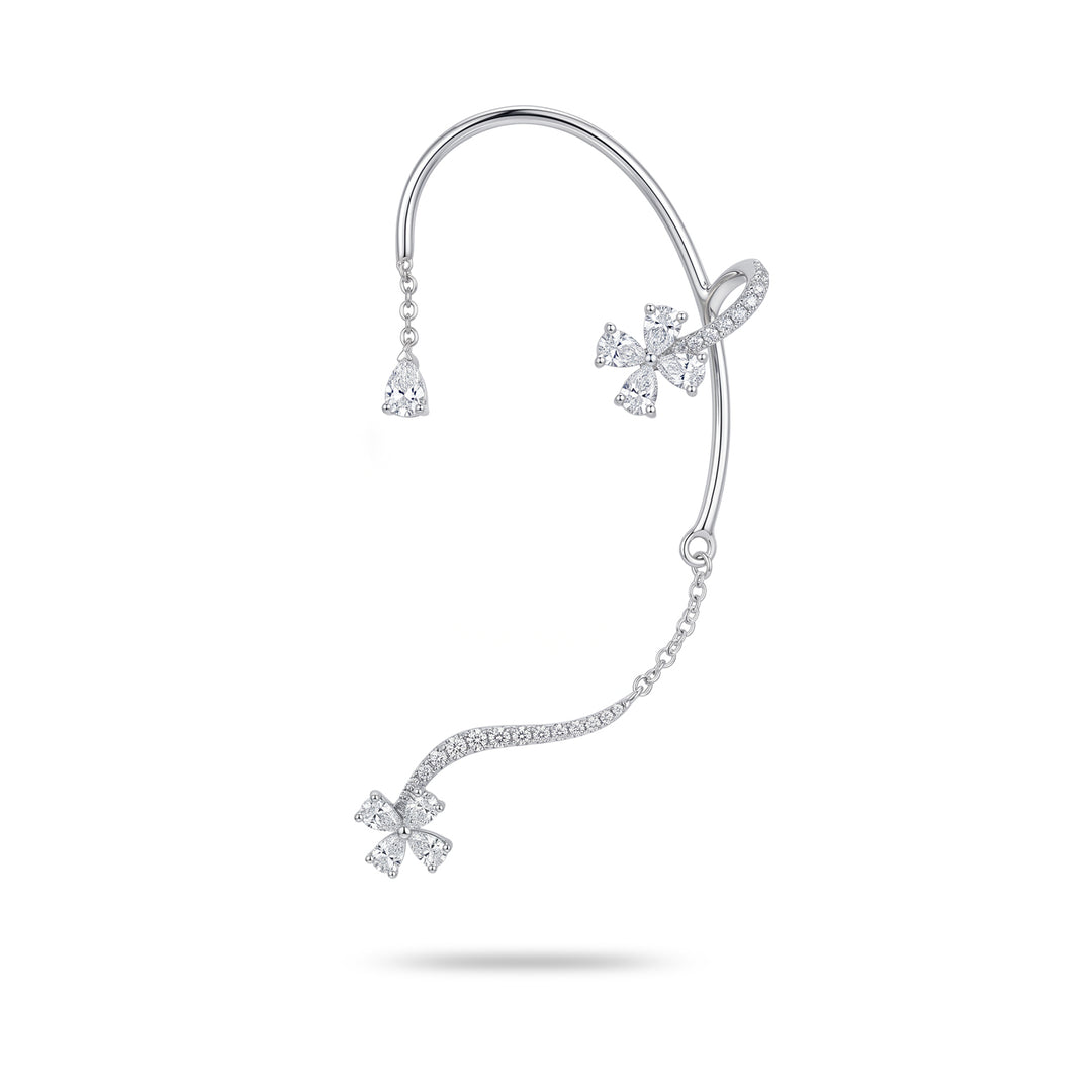 Pendiente ear cuff Golay con flores y barra curva, izquierda OEC873DBSX-26118110155