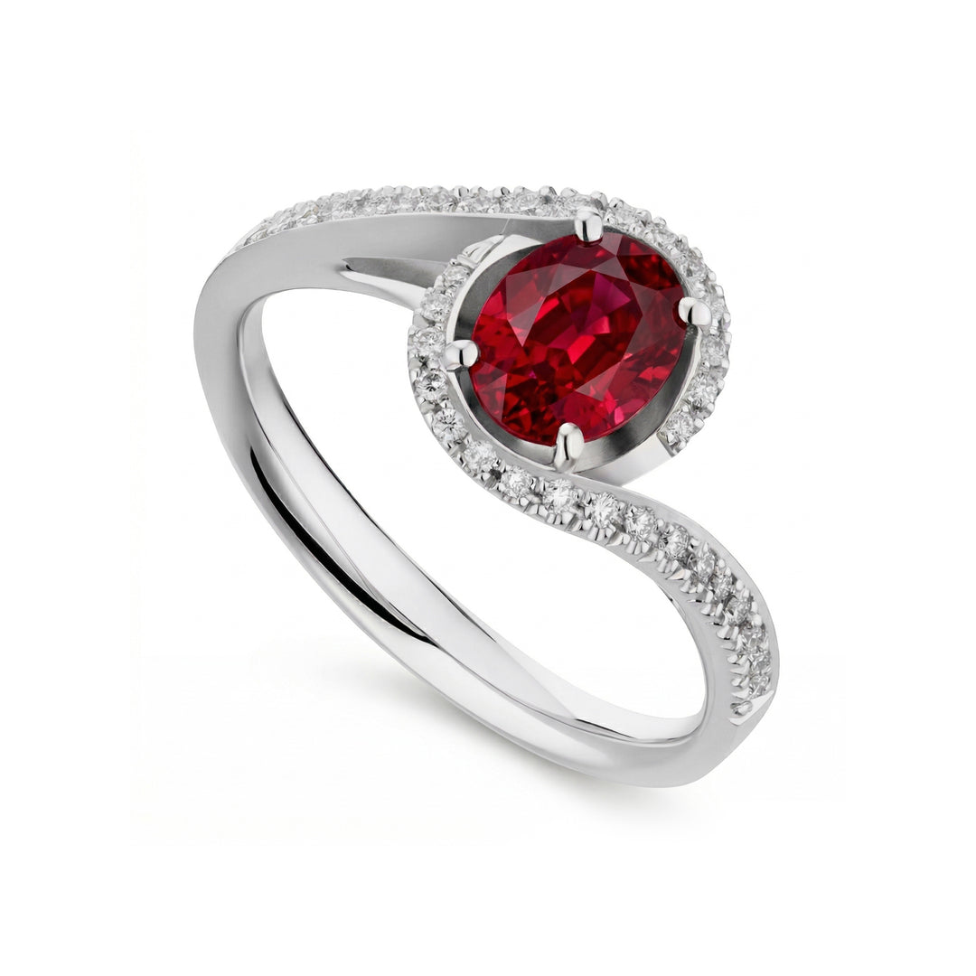 Bague rubis ovale Golay 7x5 contour diam et tige inc ACL032WDIRU-23321110135