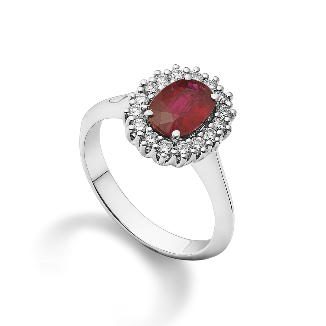 Golay anello con rubino ovale 8x6 e diamanti a contorno ACL121DIRU68-22110110078