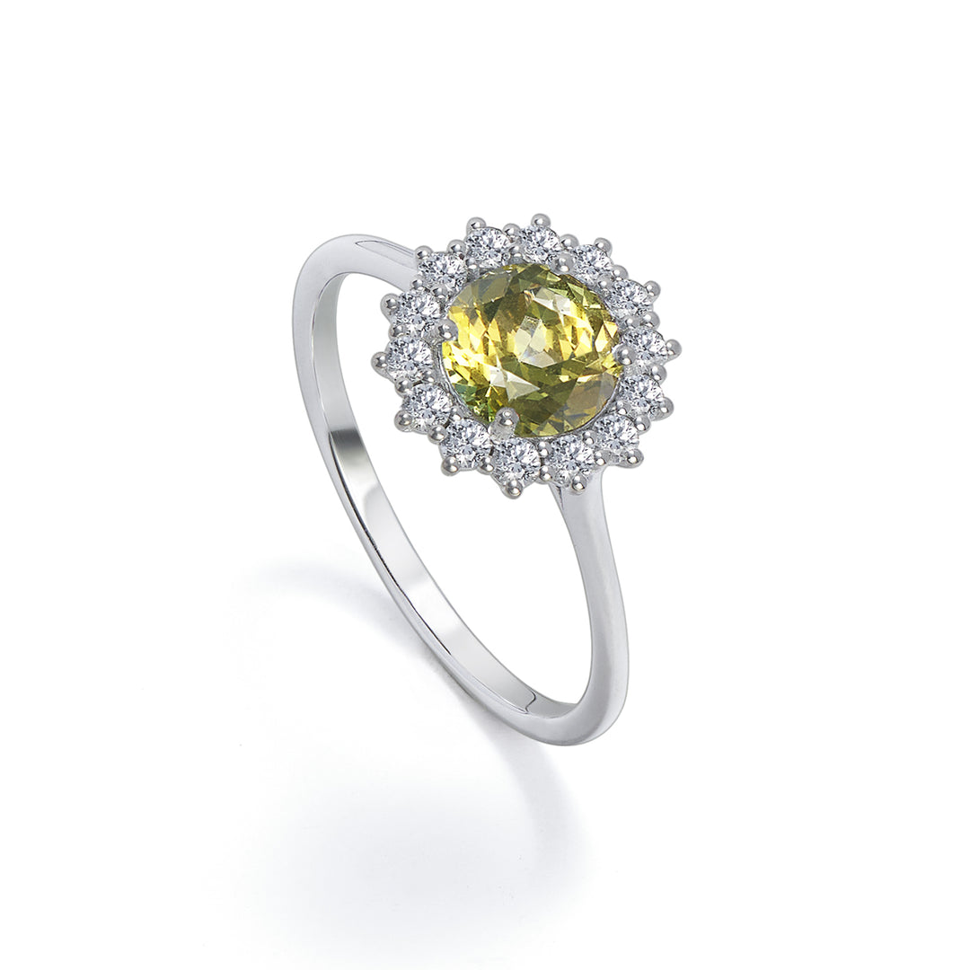 Bague péridot ronde Golay 6x6 avec contour diamant ACL118DIPE-22304110043