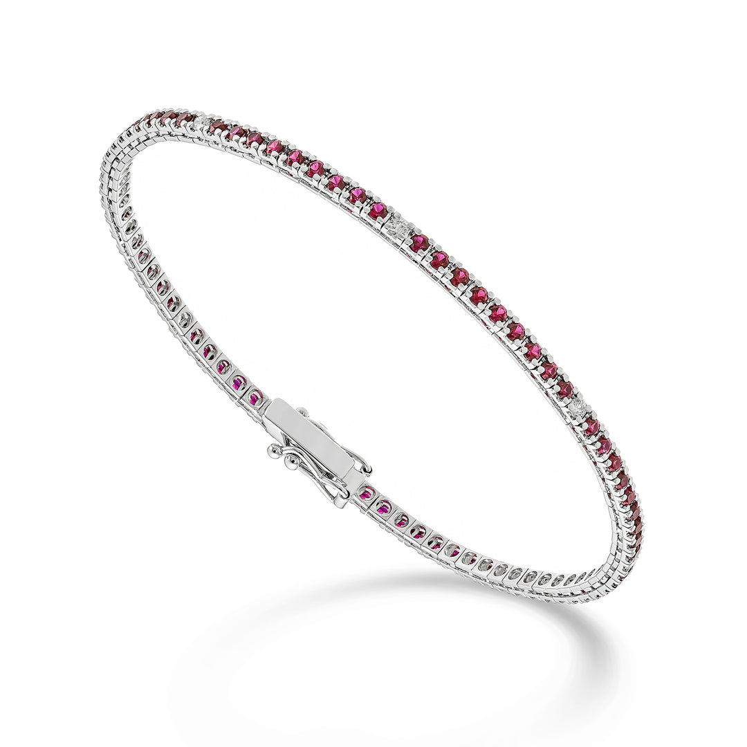 Nihama br tenis 18k rubíes ct.2.00 diamantes ct.0.18 cm.17.5-80 engastes NBTQ220RBRDIO4