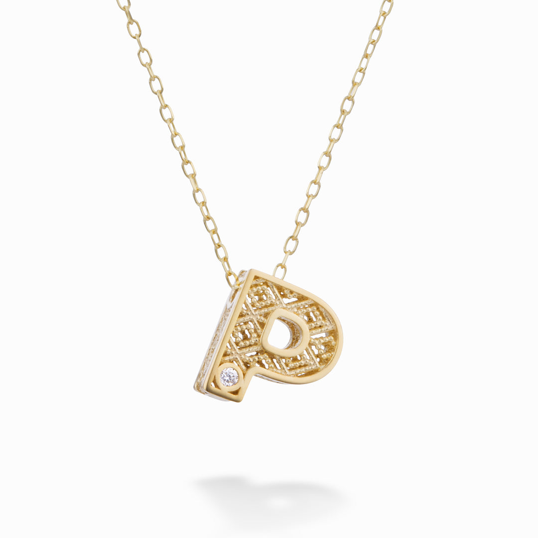 Nihama cl 18k letra p oro amarillo diam. ct.0,01 NDLETPO1