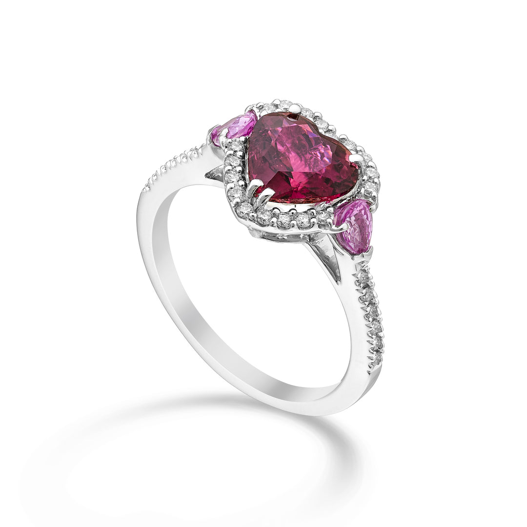 Golay anello tormalina cuore 8x8, gocce z.pink 4x3 e dia ACLC095DZPTO88-24180110011