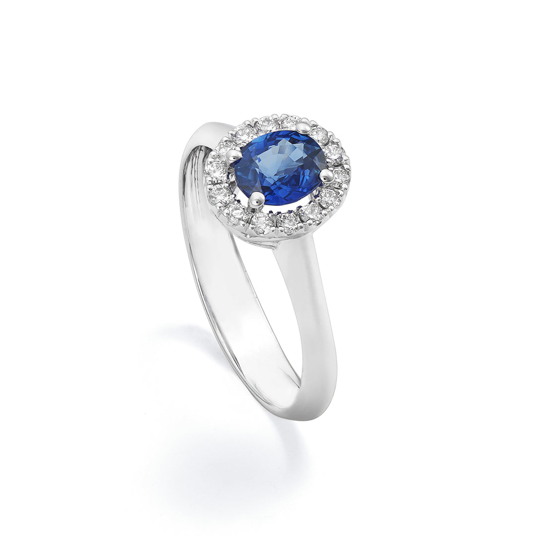 Bague saphir ovale Golay 6x5 et diamants contour ACL122DIZB56-22103110103