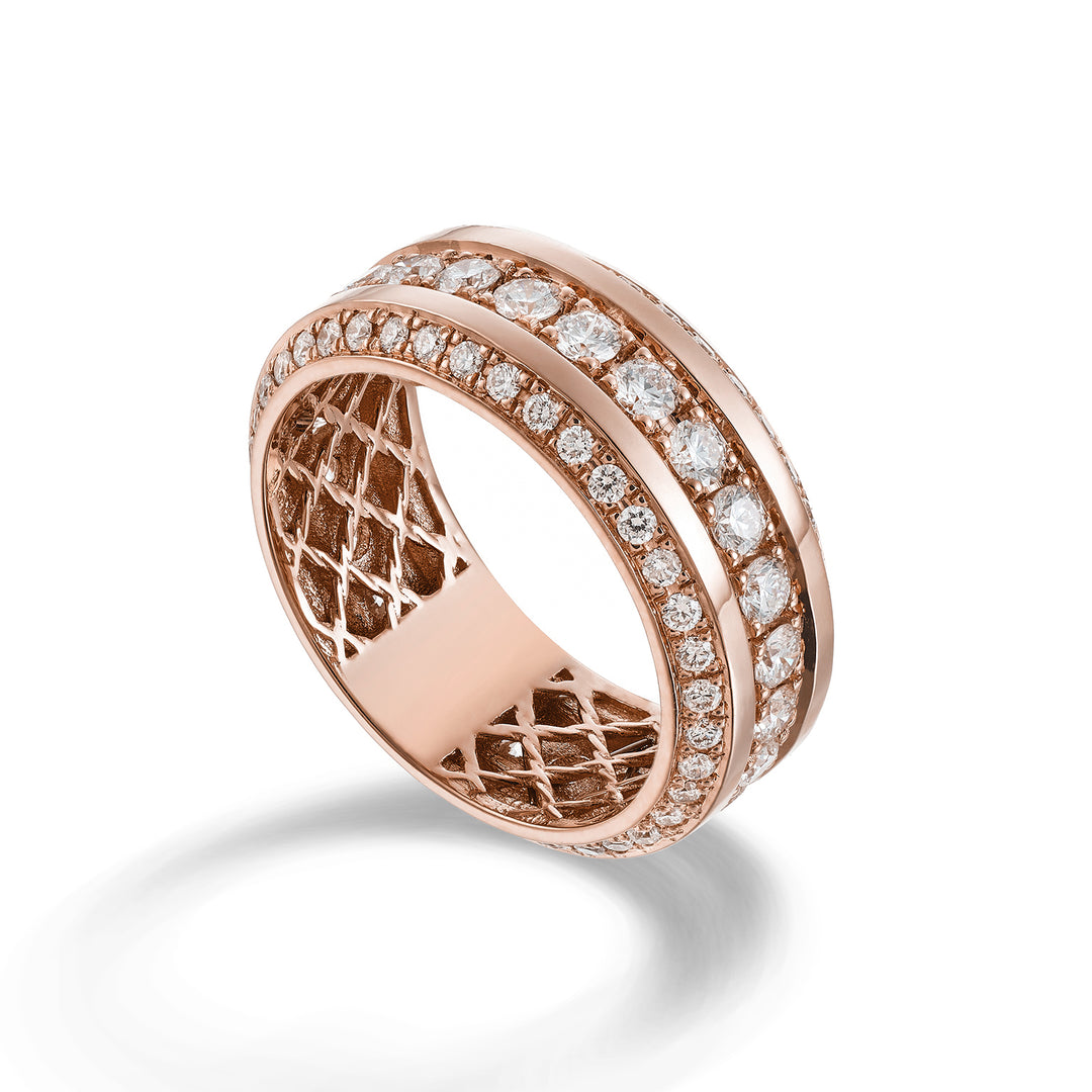 Anillo girodito redondo cubo ligero Golay con pavé de diamantes ACUBET001DI1-23251110004