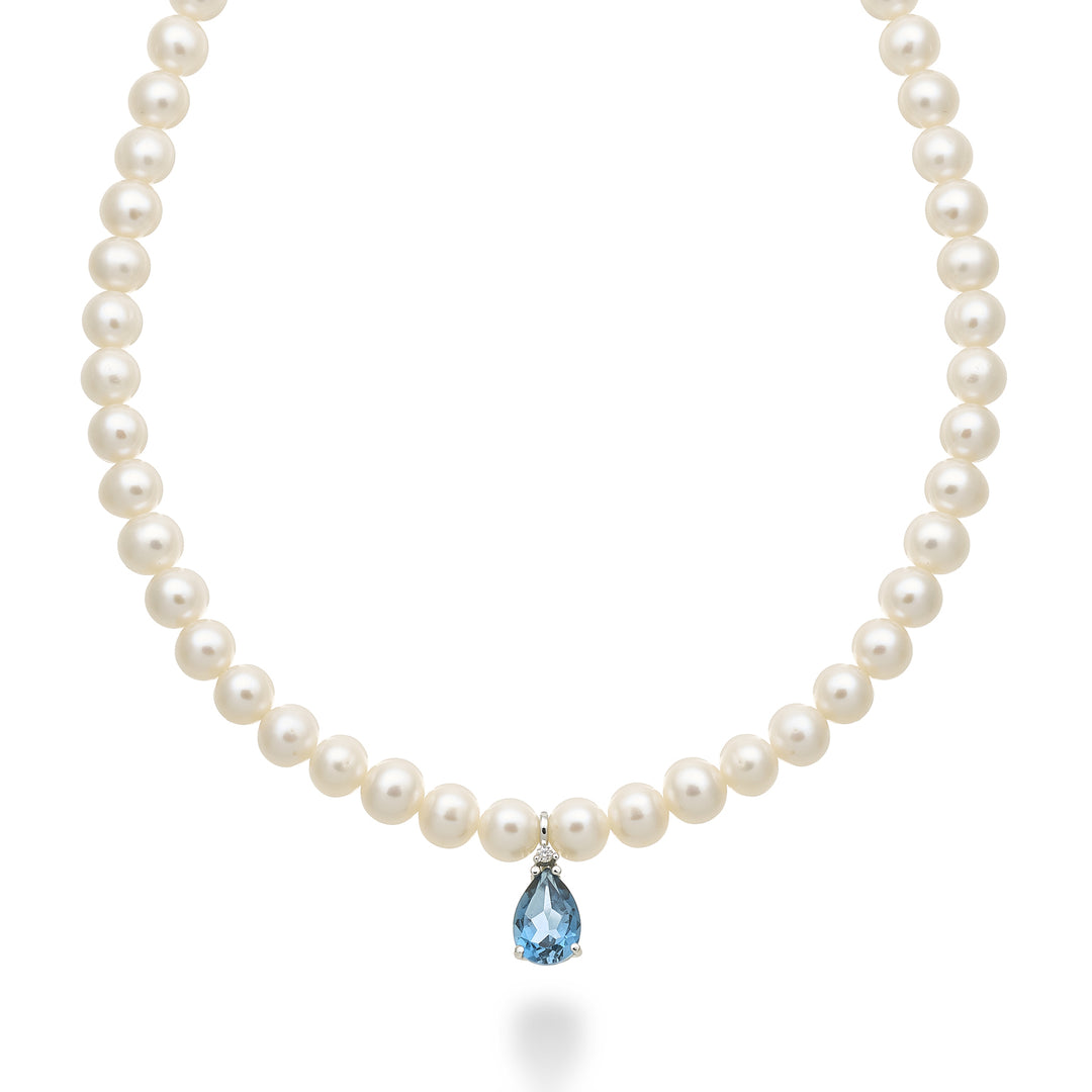 Nihama cl 18k fw 6/6.5 gota de topacio azul londres 10x7 ct.2.30 diam. Anillo de resorte de 0,02 ct NC1577O4TPBL60