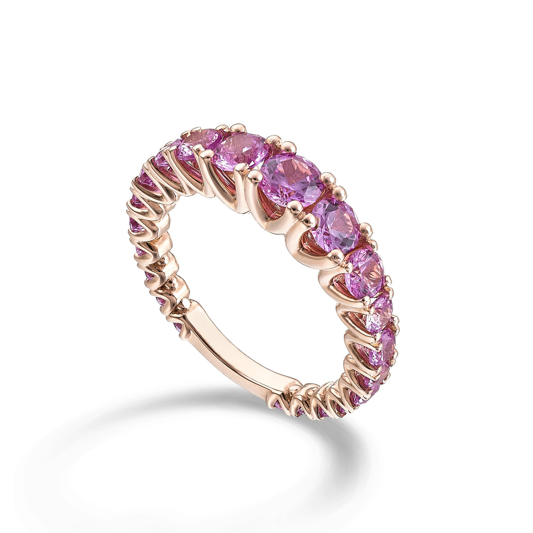 Nihama, un laboratoire en saphir rose 18 carats. 2,40 ct central 0,40 ct gradué avec barrette en or rose NXDABIC1495ZFPO3