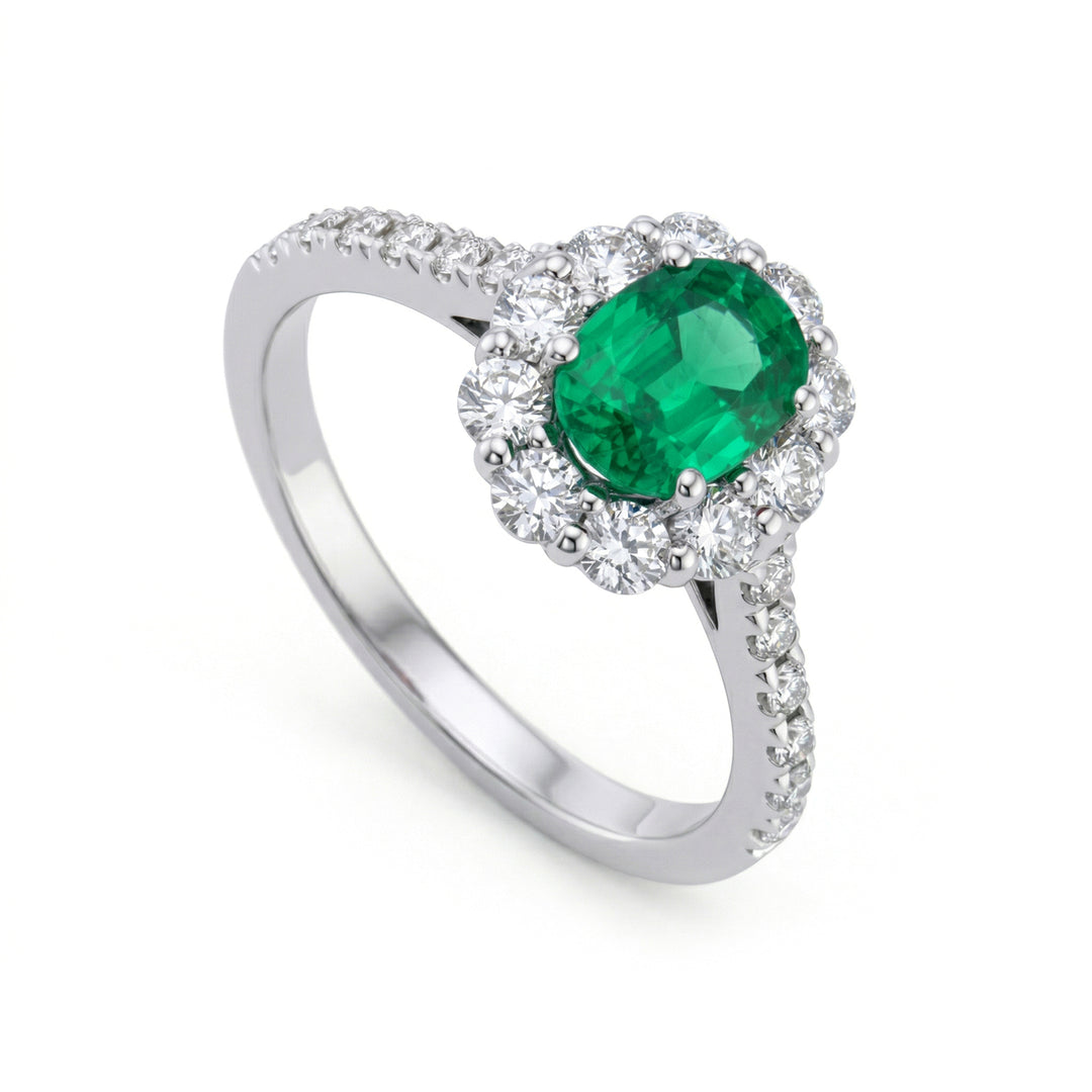 Bague émeraude ovale Golay 7x5 contour et tige inc ACLC045DISM-26070110216