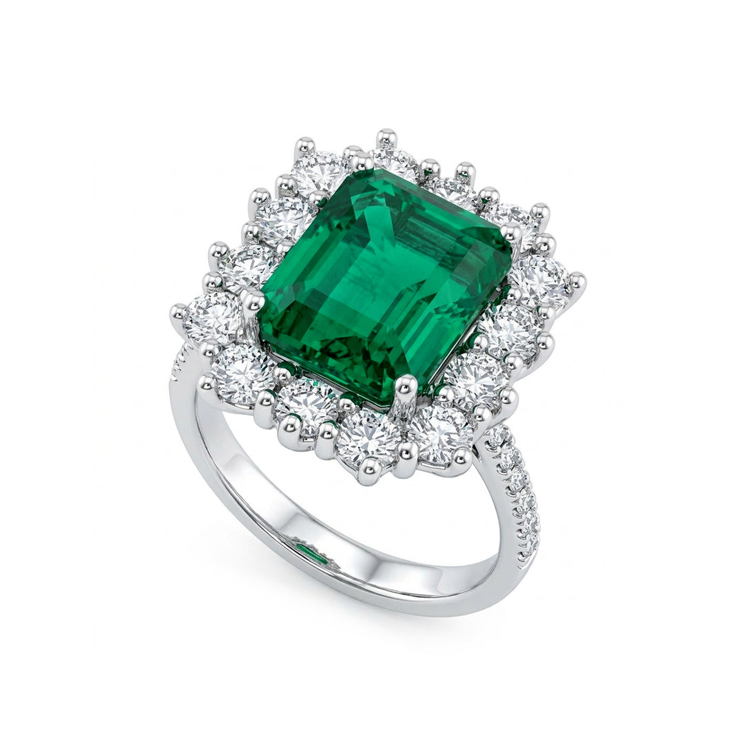 Anillo golay oct esmeralda 10x8 contorno 14 piedras ACLC079DSM108-26078110142
