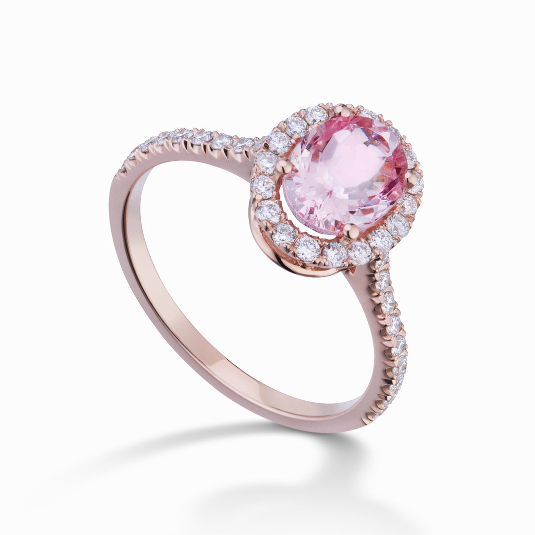 Bague kunzite ovale World Diamond Group 8x6 et contour diamant ACLC070DIKZ4-23166110316