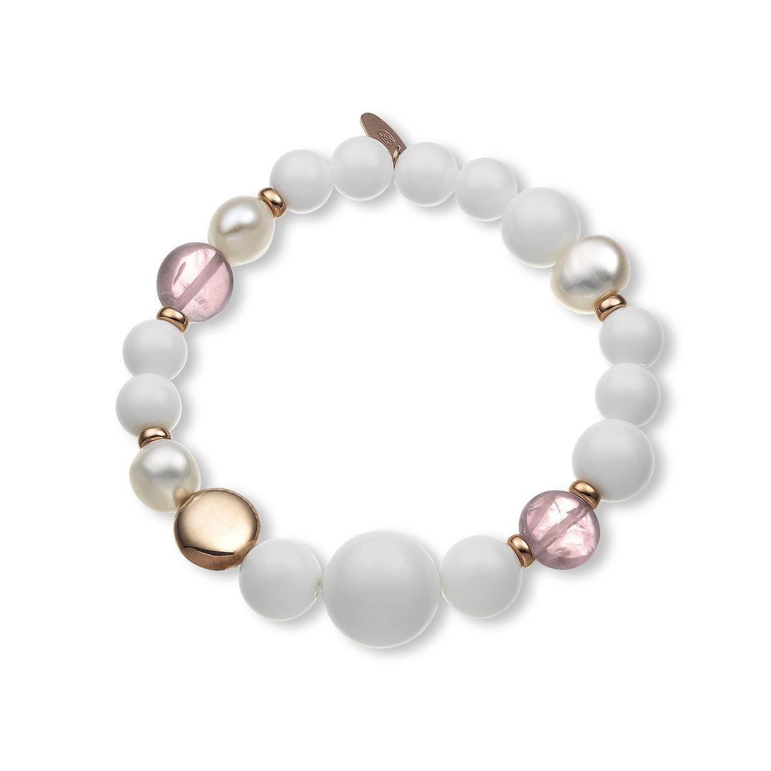 Mikiko br ag925 fw bar 9/10 white agate agglomerate 8/10/14mm rose quartz MB7444A3QUARZOROSA