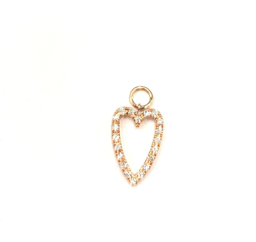 Breloque cœur long World Diamond Group en or rose 18 carats 0,12 ct GCH213DIO3