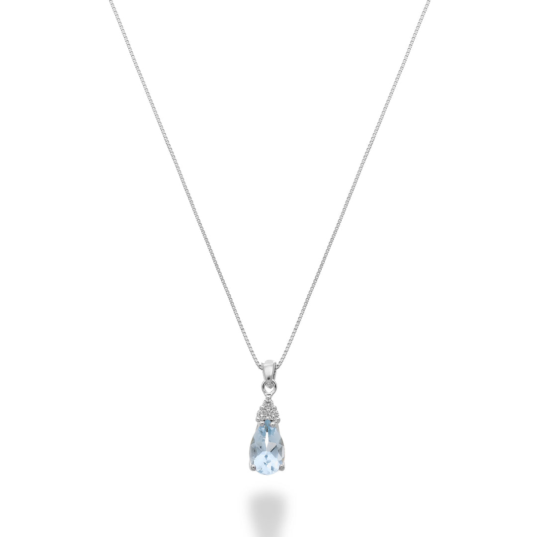 Mikiko cl 18k aquamarine drop 6x4 with three diamonds MD5192O4AM