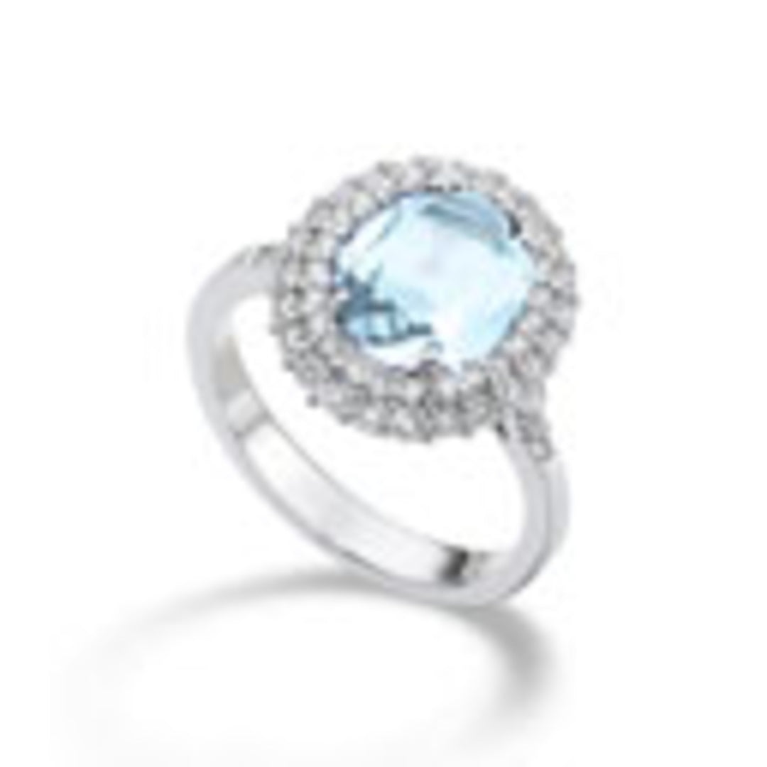 World Diamond Group oval diamond and aquamarine ring 8x10 ACLC137DQA810-22178110070