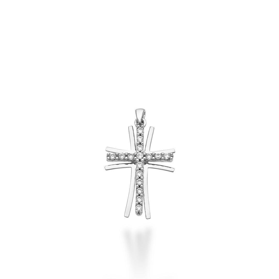 Nihama pe Croix en or blanc 18 carats 0,15 ct 1,7 cm NP5020O4BR015