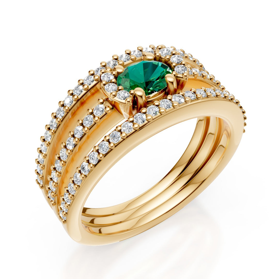Bague pavée à trois rangées d&