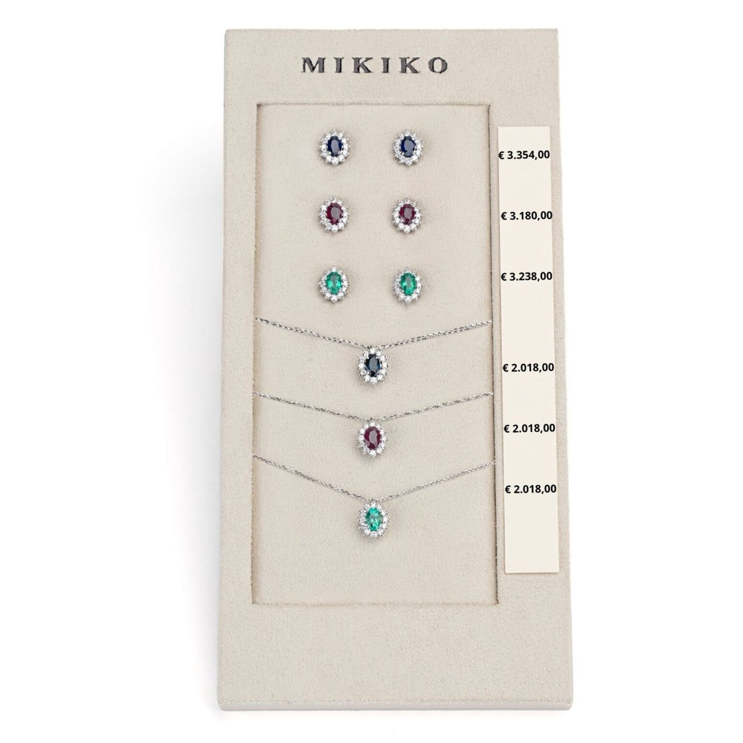 Mikiko package cl 5048 + or 5031 18kt oval 7x5 sapphire, ruby ​​and emerald nat. M.LIGHTBOX.12-N