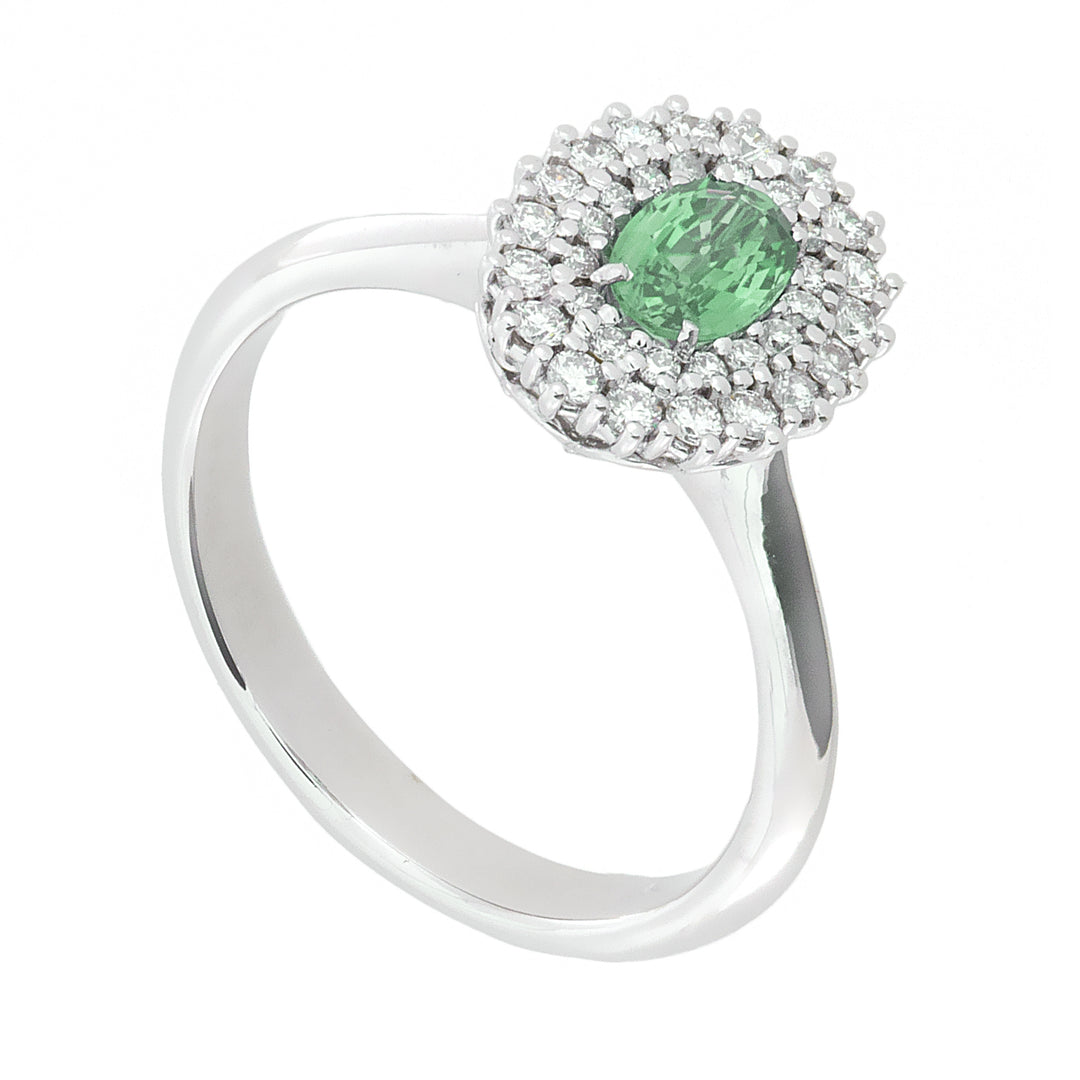 Anillo Golay 6x4 esmeralda ovalada con doble contorno ACL009WDISM-23321110006