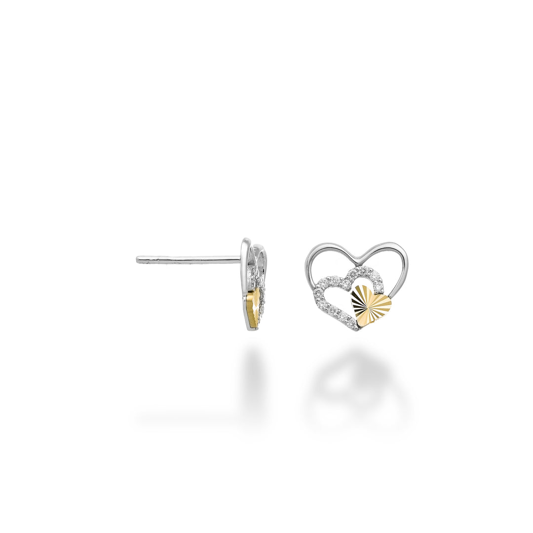 Nihama or 18k fantasia con cuori e diamantini in oro bianco, con elemento cuore in oro giallo NO5180O7BR012