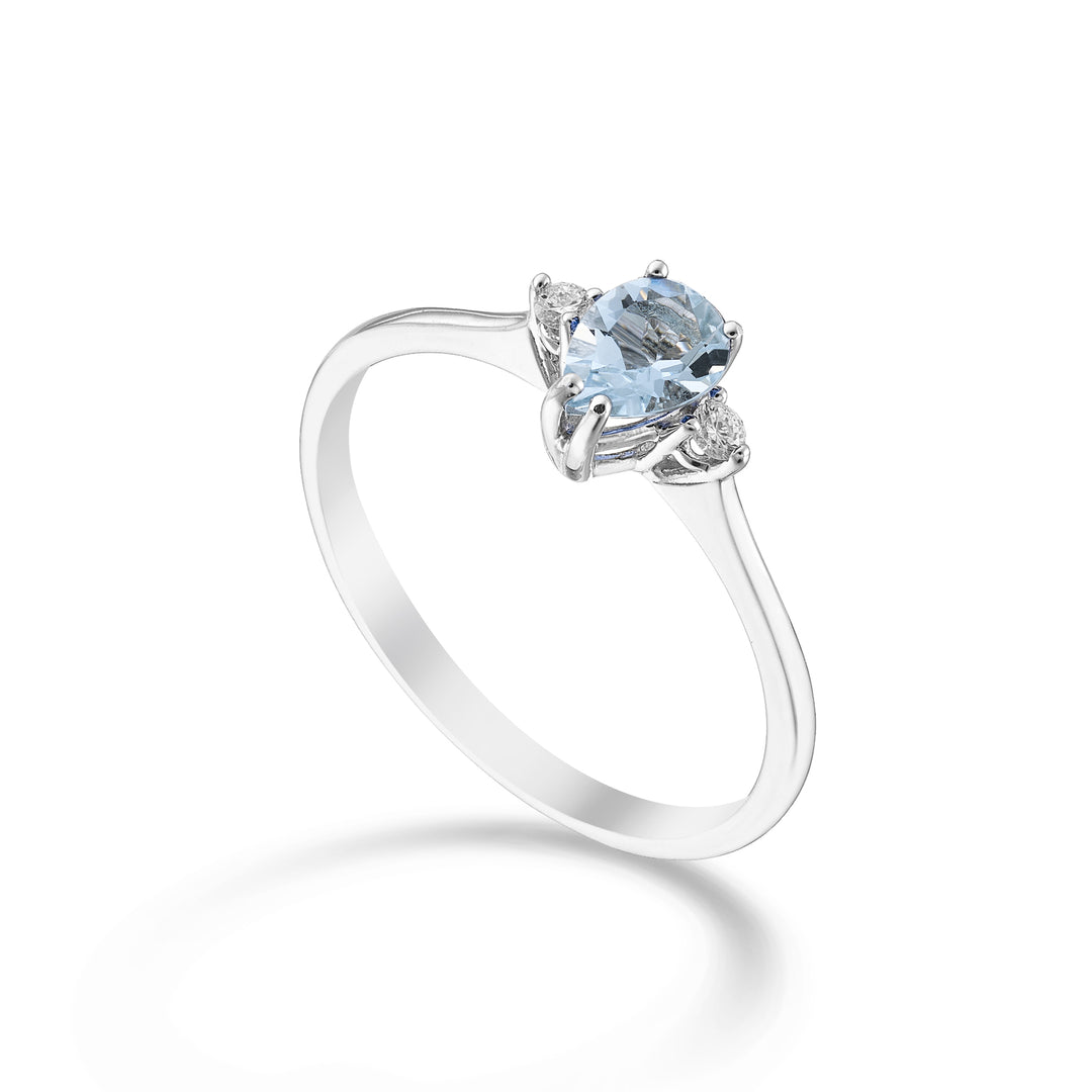 Mikiko an 9k aquamarine drop 6x4 and side diamonds MA5217R4AM