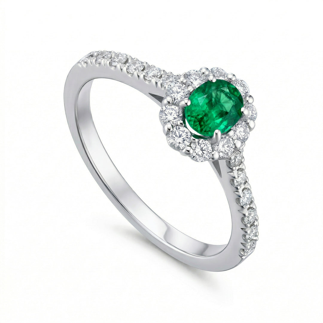 Bague émeraude ovale Golay 6x4 contour et tige inc ACLC042DISM-25093110105