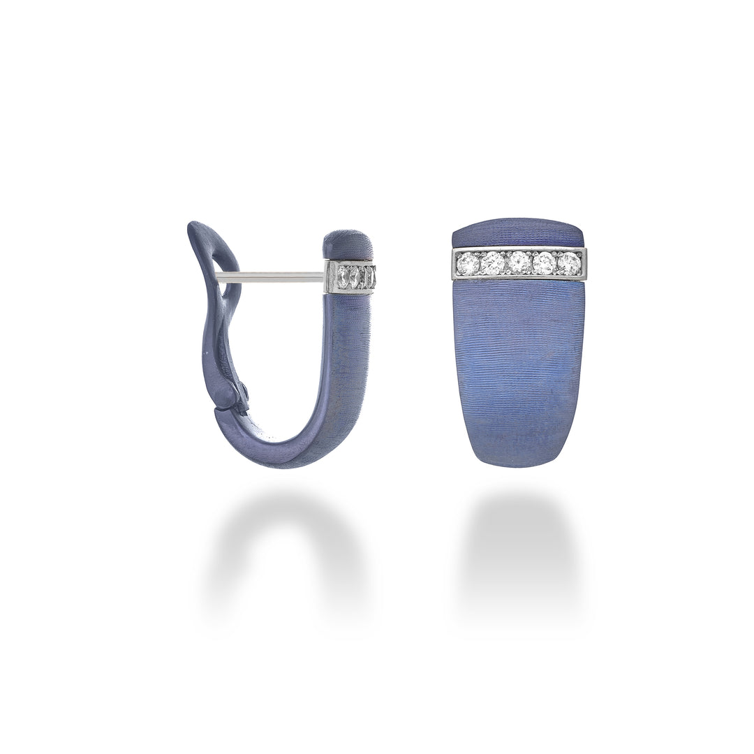 Golay orecchini a clips in titanio blu e oro bianco 18k. castone incassato con diamanti GOR035O4DIBLTX