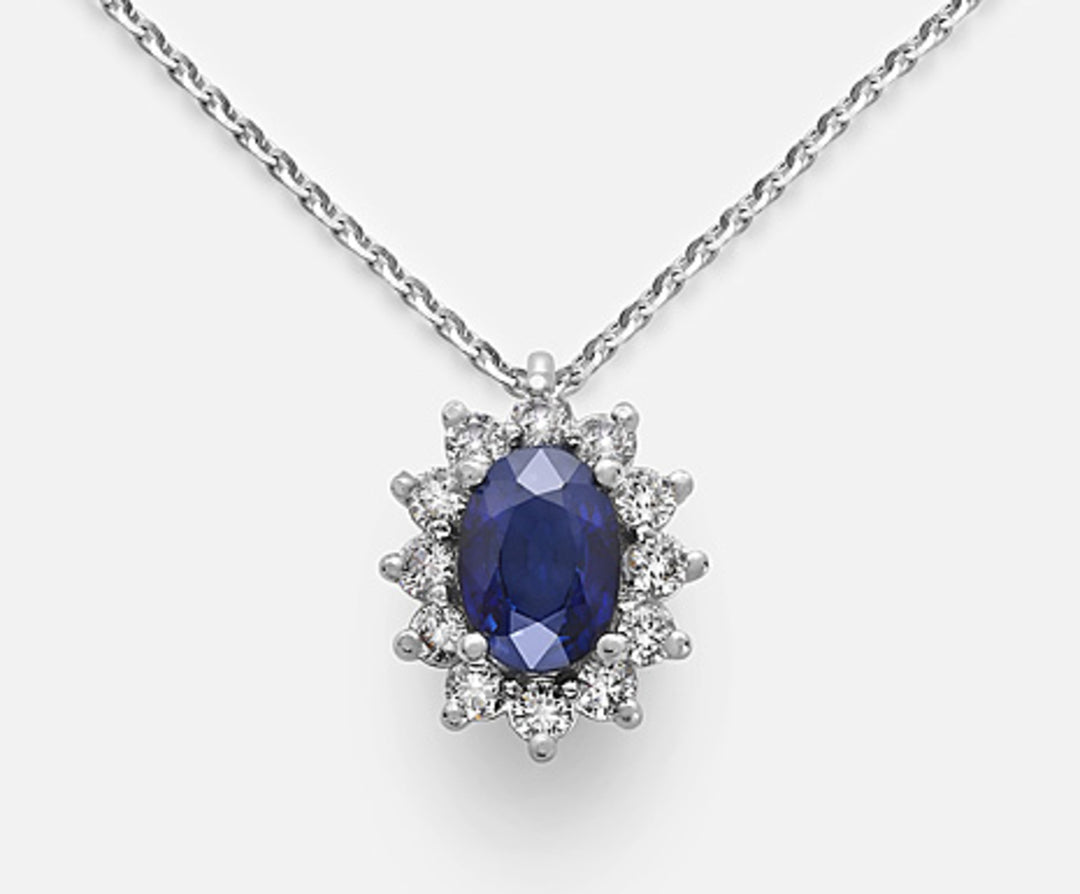 Nihama cl 18k zaffiro n. ovale 7x5 ct. 0,85 diam. ct.0,30 ND5048O4ZFN085