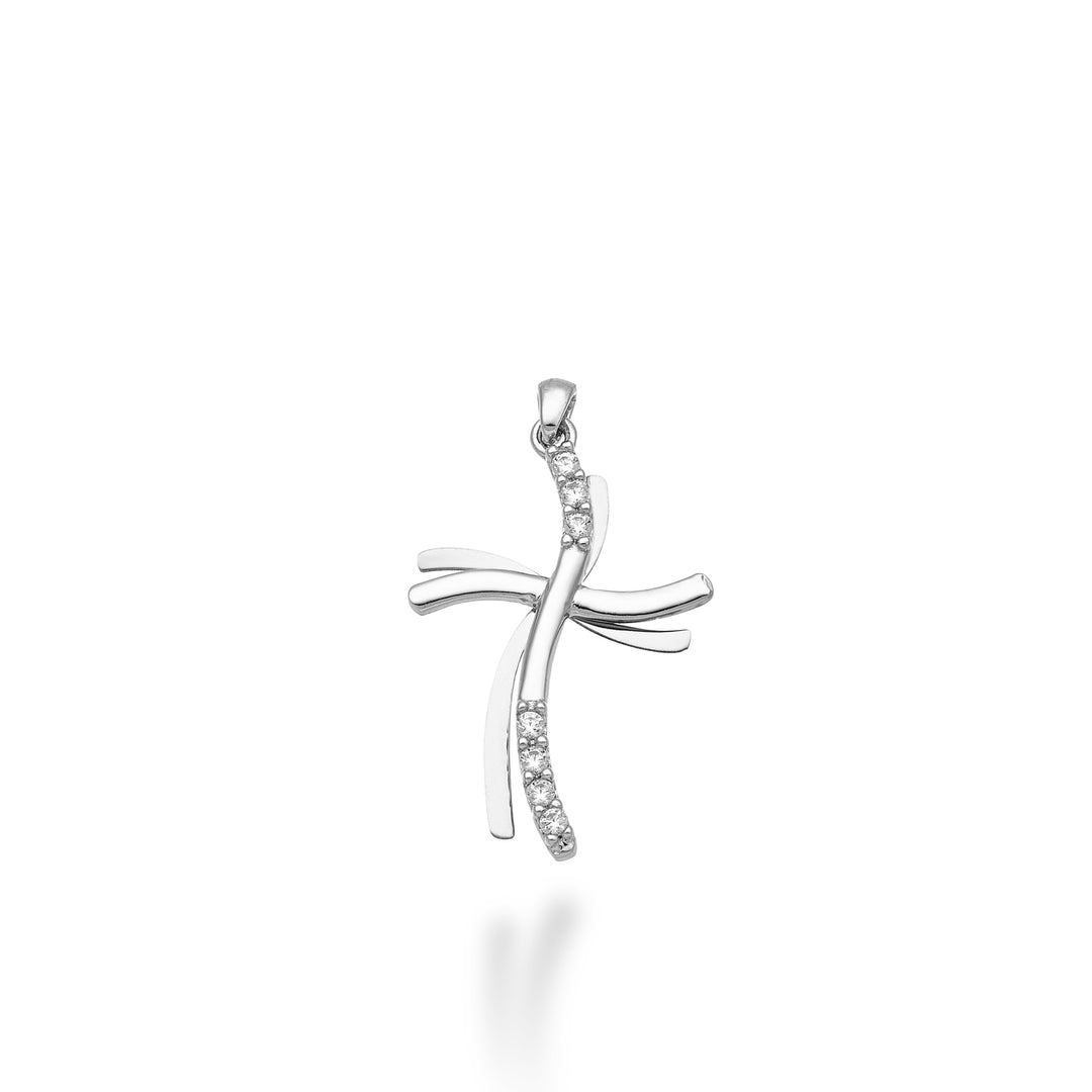 Cruz Nihama pe oro blanco 18k 0,07 ct 1,8 cm NP5016O4BR007