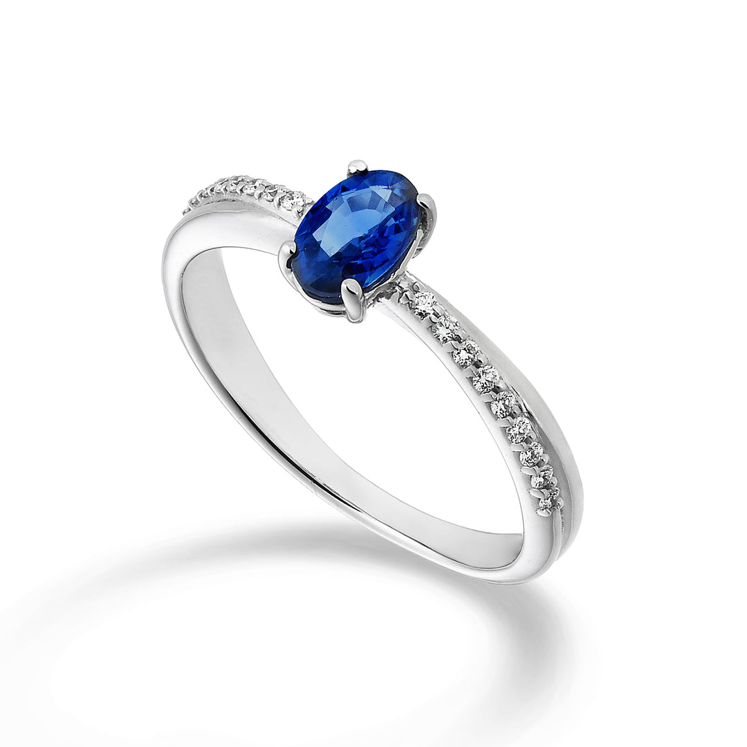 Nihama un zafiro ovalado de 18k 6x4 ct.0,40 diam. 0,07 quilates NA5103O4ZFD