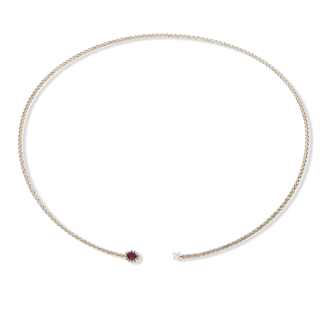 World Diamond Group cl 18k maille rubis naturel ovale 4x3 ct.0,21 diam. Or rose 0,13 ct GDMAGLIA03DIRUO3