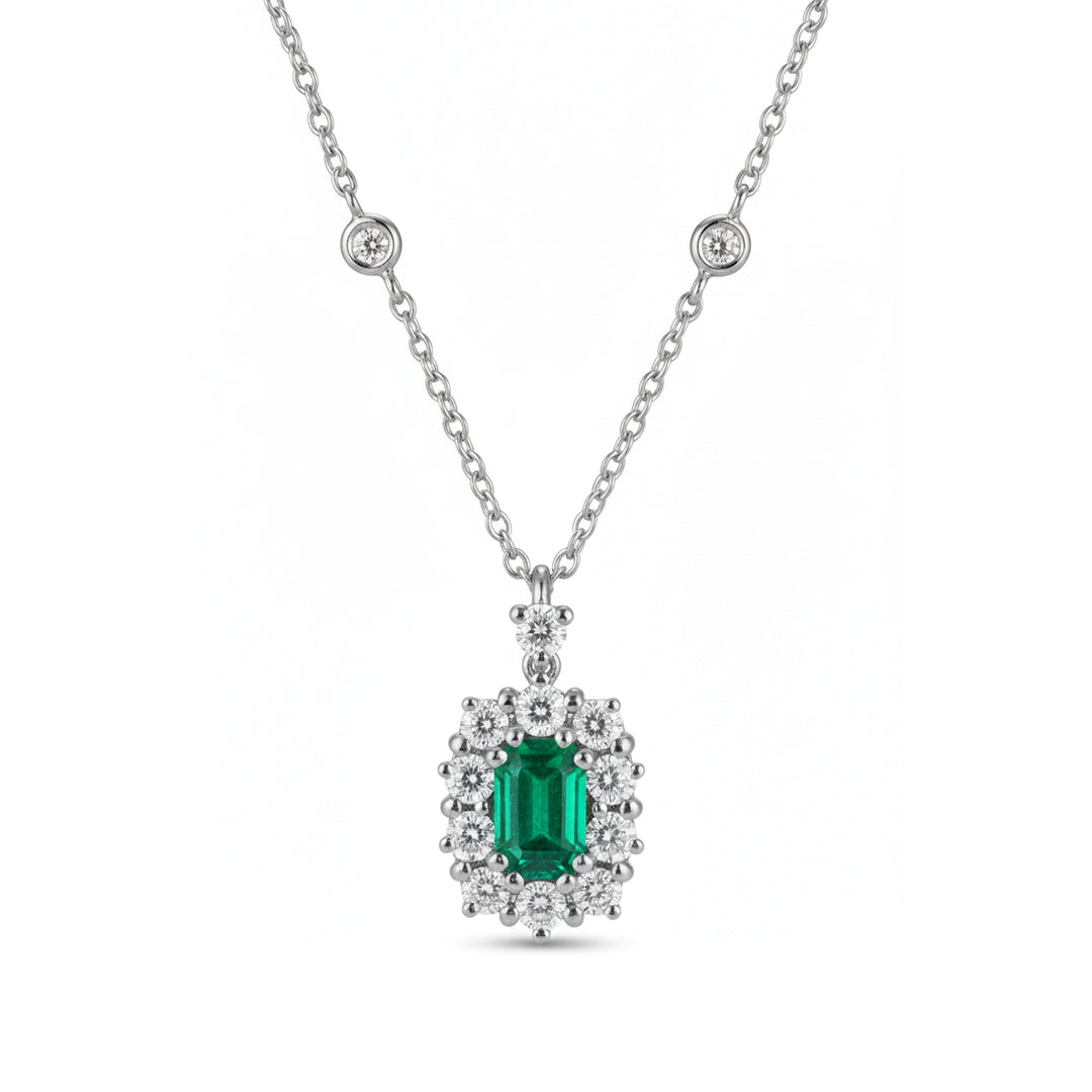 Collier émeraude Golay 6x4 octobre contour dix diamants PCLC770DSM64-25322110223