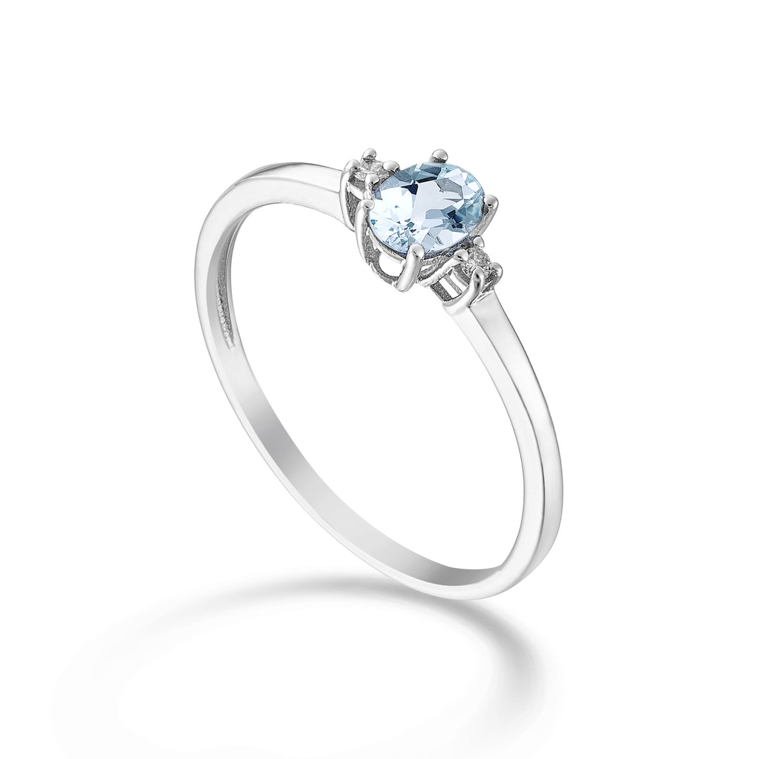Mikiko una aguamarina ovalada de 9k 5x4 ct.0,30 diam. 0,02 quilates MA5191R4AM