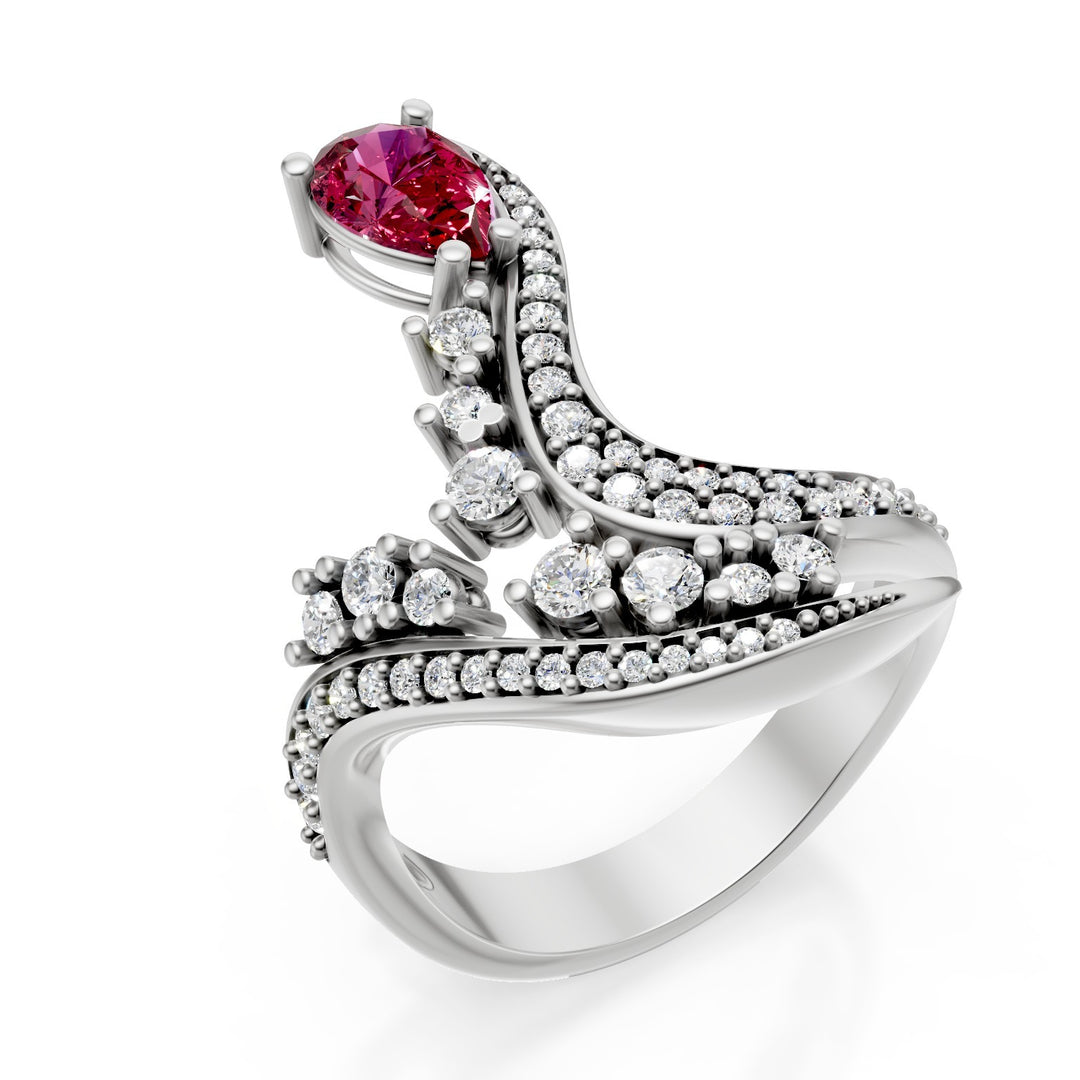 Golay curved multi-stone ring diam. ruby drop 7x5 AMP717DRU-25161110209