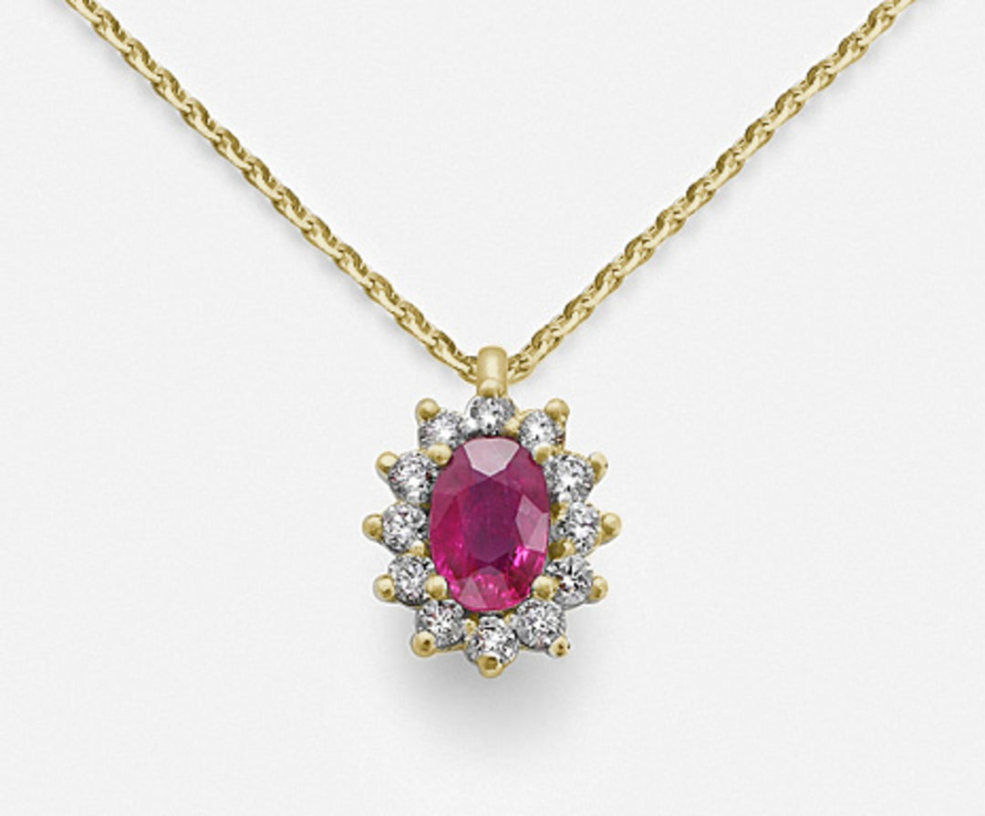 Mikiko cl 18k rubí n. ovalado 6x4 ct.0,62 diam. Oro amarillo de 0,23 ct MD5047O1RBN062