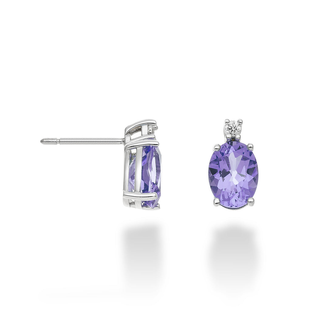 Nihama ou améthyste ovale 18 carats 8x6 ct.2,20 diam. 0,05 ct NO5025O4AMET