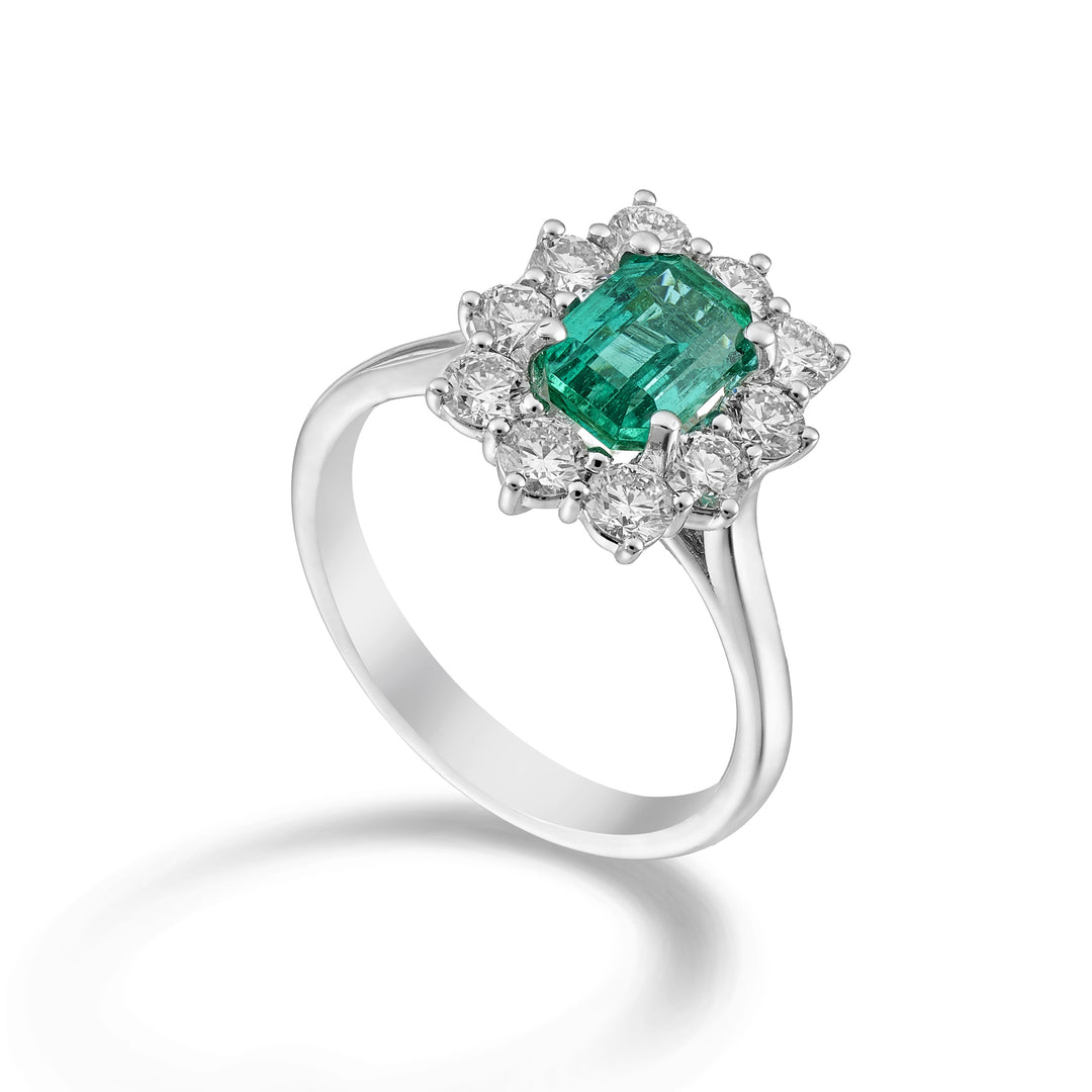 Anillo golay esmeralda octogonal contorno 7x5 10 piedras ACLC488DSM75-24242110064