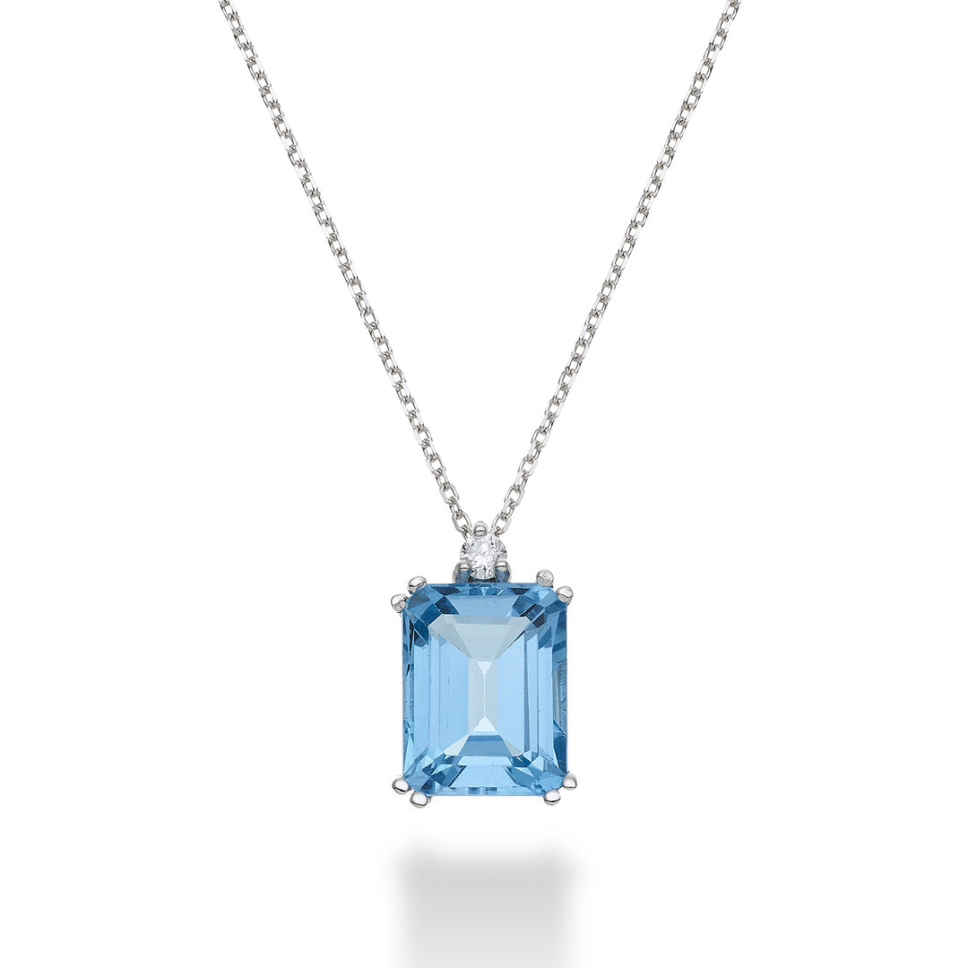 Mikiko cl 18k topazio azzurro ottagonale 7x9 ct.2,90 diam. ct.0,04 MPCL090DITPAZ4O4