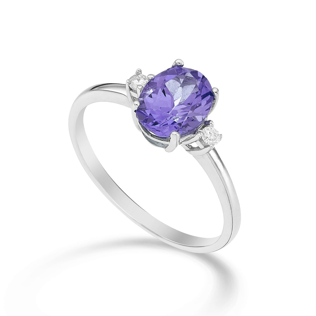 Mikiko una amatista ovalada de 18k 8x6 ct.1,10 diam. ct.0.05 MA5074O4AMET