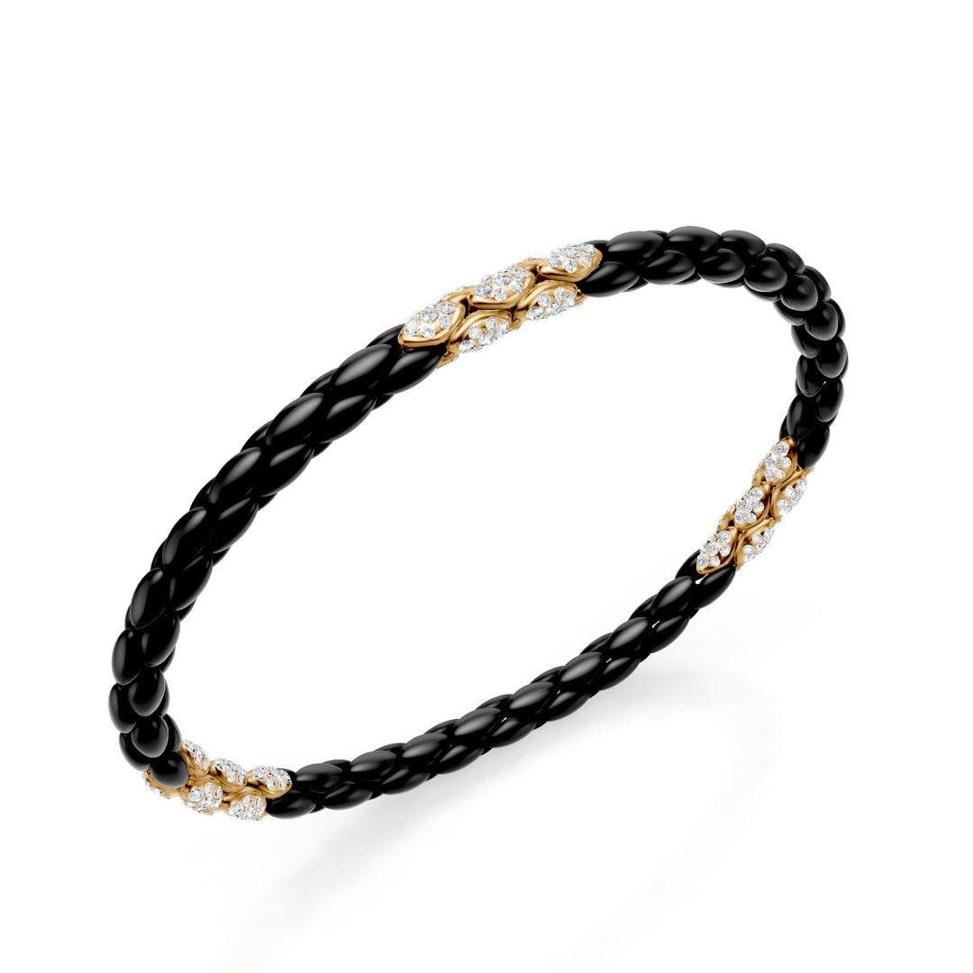 Golay bracciale in titanio nero, con 15 inserti pavettati in oro giallo 18kt, maglia a spiga, 18cm GBR032E15O1DINE-180