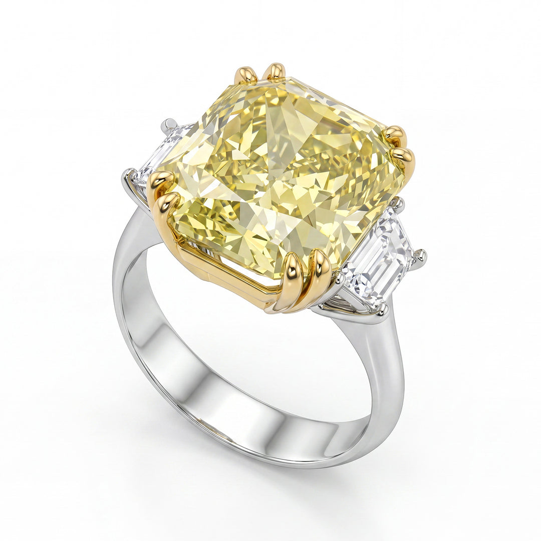 World Diamond Group anello diamante fancy ott 13x12 e trapezi laterali APU497DFY-24204110033