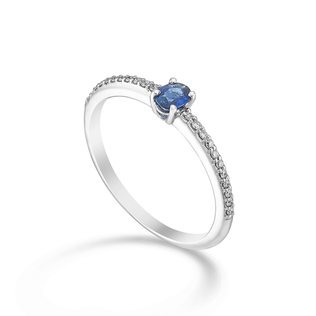 Nihama una tanzanita ovalada de 18k 4x3 ct.0,14 diam. 0,08 quilates NA5174O4TZN