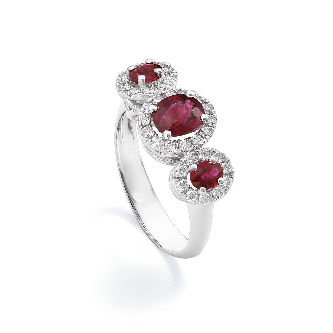 Bague trilogie rubis Golay 4x3 cent 6x5 cont. diamants ACL3123DIRU56-22103110130
